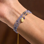 Fortune Jewel 3mm Ultra-thin Beads Natural Lazurite Triple Wrap Fu Character Positive Bracelet
