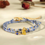 Fortune Jewel 3mm Ultra-thin Beads Natural Lazurite Triple Wrap Fu Character Positive Bracelet
