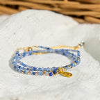 Fortune Jewel 3mm Ultra-thin Beads Natural Lazurite Triple Wrap Fu Character Positive Bracelet