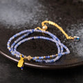Fortune Jewel 3mm Ultra-thin Beads Natural Lazurite Triple Wrap Fu Character Positive Bracelet