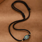 Fortune Jewel Tibet Om Mani Padme Hum Dzi Bead Pattern Protection Rotatable Necklace Pendant