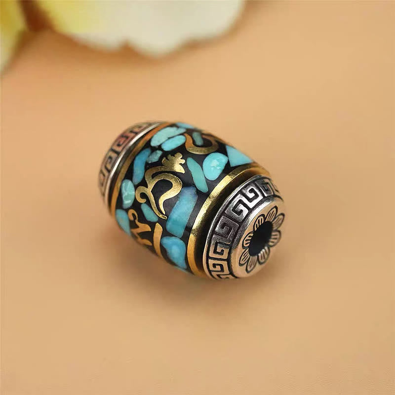 Fortune Jewel Tibet Om Mani Padme Hum Dzi Bead Pattern Protection Rotatable Necklace Pendant