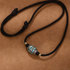 Fortune Jewel Tibet Om Mani Padme Hum Dzi Bead Pattern Protection Rotatable Necklace Pendant