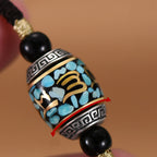 Fortune Jewel Tibet Om Mani Padme Hum Dzi Bead Pattern Protection Rotatable Necklace Pendant