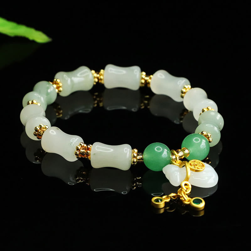 Fortune Jewel Natural Tianshan Jade Fu Character Money Bag Pattern Prosperity Bracelet