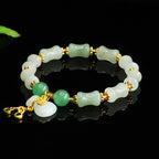 Fortune Jewel Natural Tianshan Jade Fu Character Money Bag Pattern Prosperity Bracelet