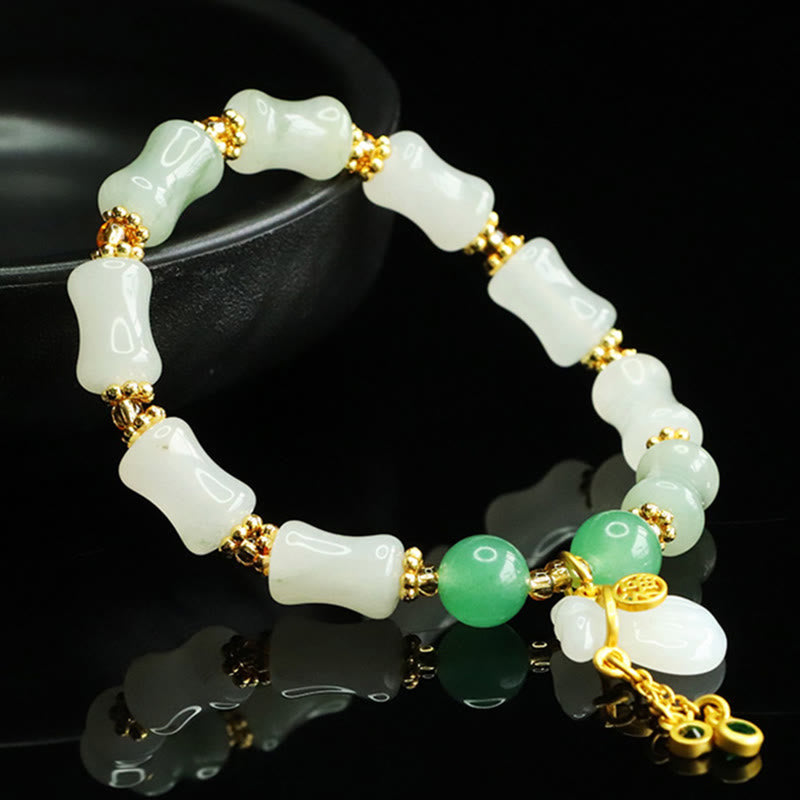 Fortune Jewel Natural Tianshan Jade Fu Character Money Bag Pattern Prosperity Bracelet