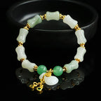 Fortune Jewel Natural Tianshan Jade Fu Character Money Bag Pattern Prosperity Bracelet
