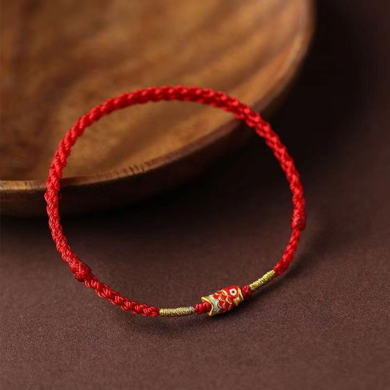 Fortune Jewel Koi Fish Handmade Braided Red String Bracelet