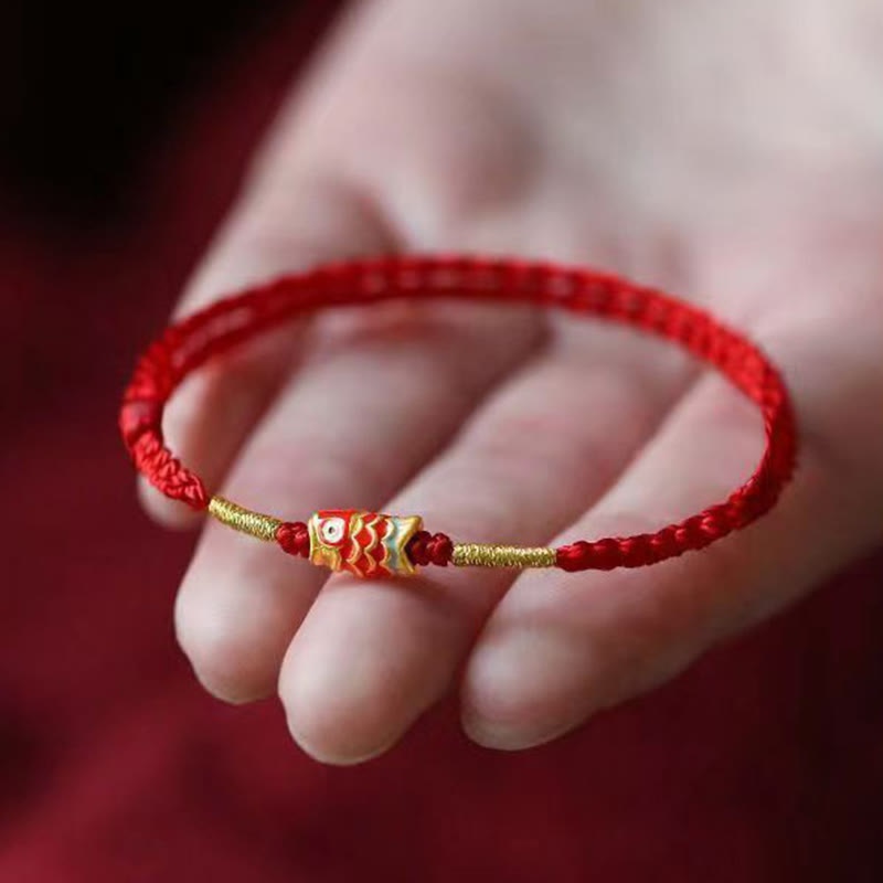 Fortune Jewel Koi Fish Handmade Braided Red String Bracelet