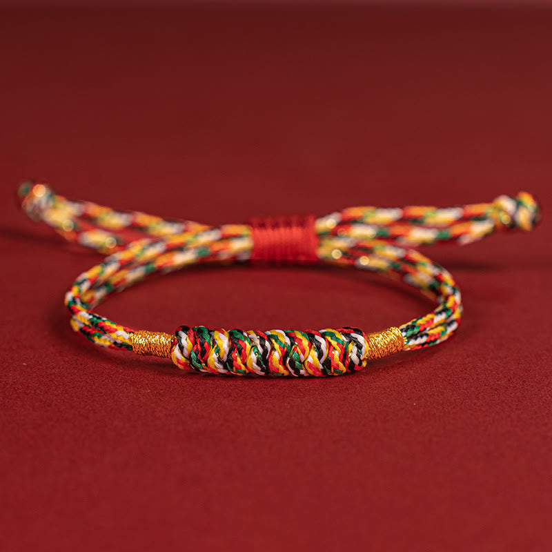 Fortune Jewel Handmade Braided Red String Happy Knot Flat Knot Colorful Rope Bracelet
