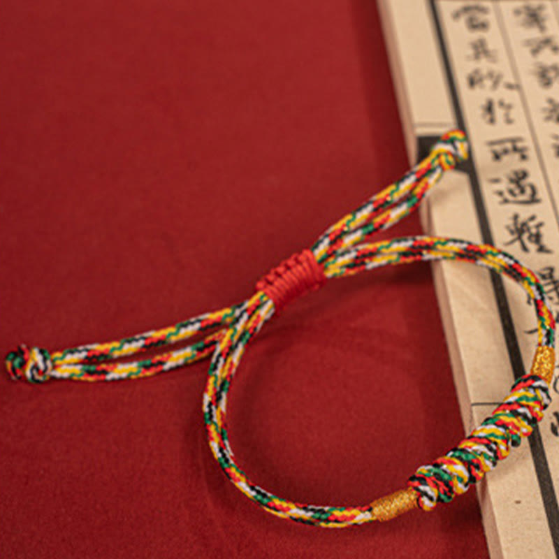 Fortune Jewel Handmade Braided Red String Happy Knot Flat Knot Colorful Rope Bracelet
