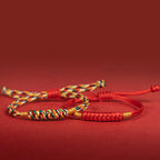 Fortune Jewel Handmade Braided Red String Happy Knot Flat Knot Colorful Rope Bracelet