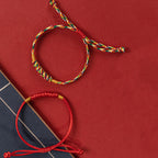 Fortune Jewel Handmade Braided Red String Happy Knot Flat Knot Colorful Rope Bracelet
