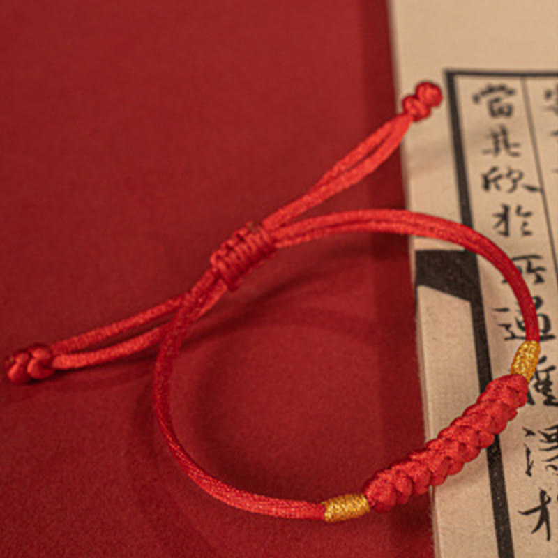Fortune Jewel Handmade Braided Red String Happy Knot Flat Knot Colorful Rope Bracelet