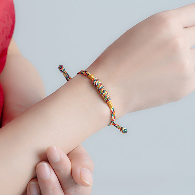 Fortune Jewel Handmade Braided Red String Happy Knot Flat Knot Colorful Rope Bracelet