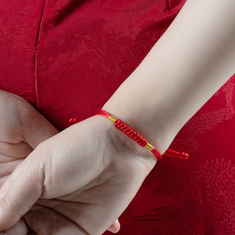 Fortune Jewel Handmade Braided Red String Happy Knot Flat Knot Colorful Rope Bracelet