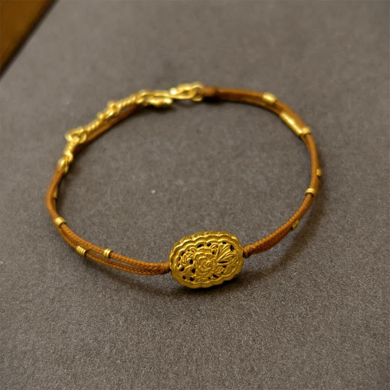 Fortune Jewel Handmade Copper Gold Plated Peony String Balance Bracelet