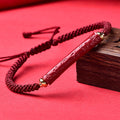 Fortune Jewel Handmade Cinnabar Om Mani Padme Hum Heart Sutra Blessing Braided Bracelet