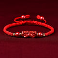 Fortune Jewel Handcrafted Pixiu Cinnabar Ruyi Stick Wealth Luck Braided Bracelet