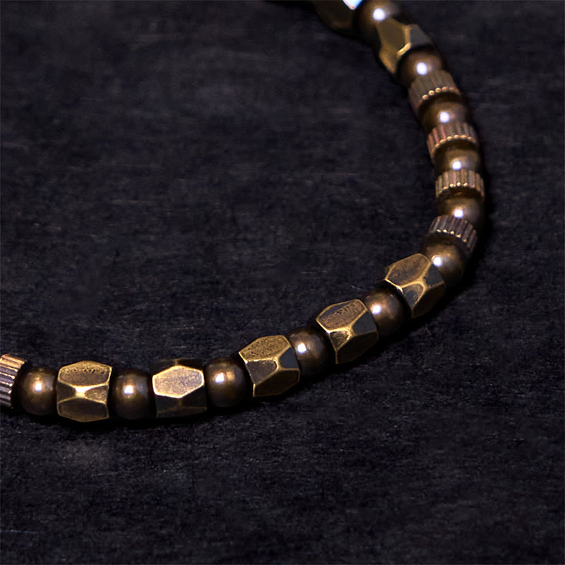 Fortune Jewel Retro Distressed Irregular Design Copper Brass Luck Bracelet