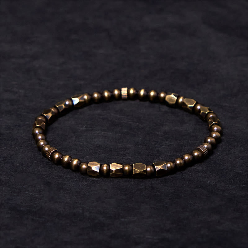Fortune Jewel Vintage Distressed Simple Design Copper Brass Beads Wealth Bracelet