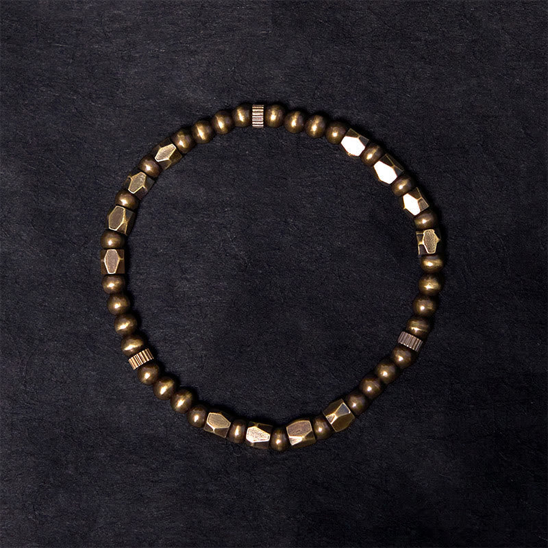 Fortune Jewel Vintage Distressed Simple Design Copper Brass Beads Wealth Bracelet