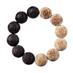 Fortune Jewel Ebony Wood Camphor Wood Yin Yang Ox Engraved Peace Bracelet