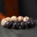 Fortune Jewel Ebony Wood Camphor Wood Yin Yang Ox Engraved Peace Bracelet