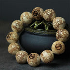 Fortune Jewel Camphor Wood Yin Yang Ox Engraved Clarity Bracelet