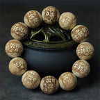 Fortune Jewel Camphor Wood Yin Yang Ox Engraved Clarity Bracelet