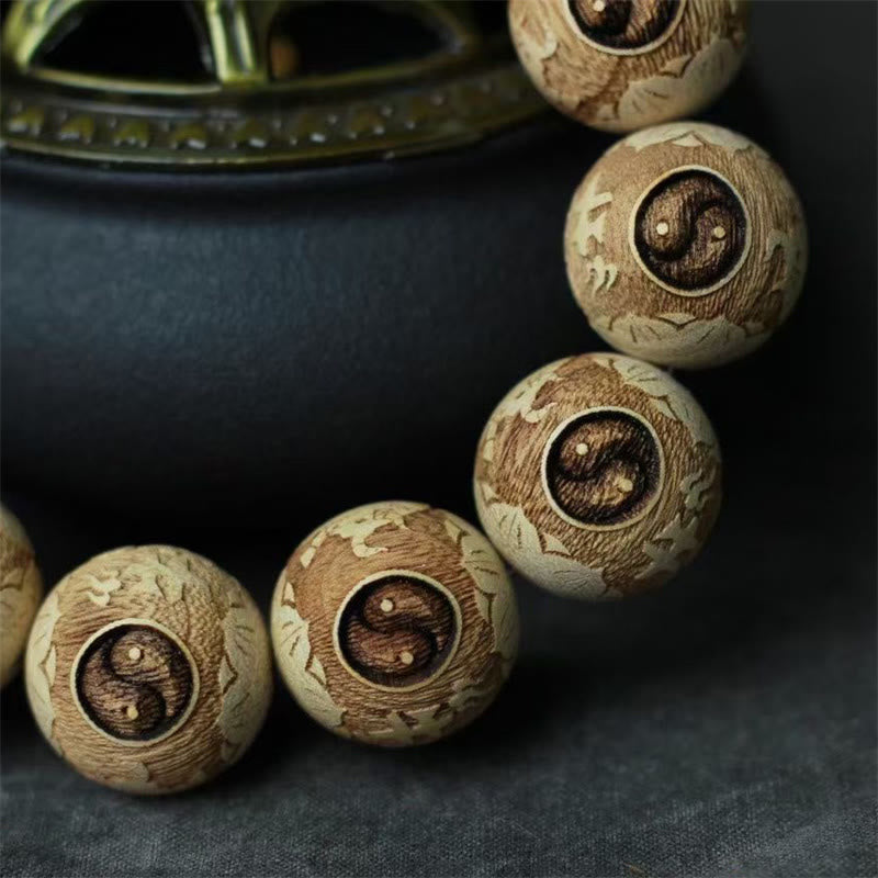 Fortune Jewel Camphor Wood Yin Yang Ox Engraved Clarity Bracelet