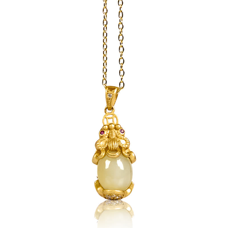 Fortune Jewel White Jade PiXiu Wealth Luck Chain Necklace Pendant
