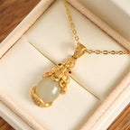 Fortune Jewel White Jade PiXiu Wealth Luck Chain Necklace Pendant