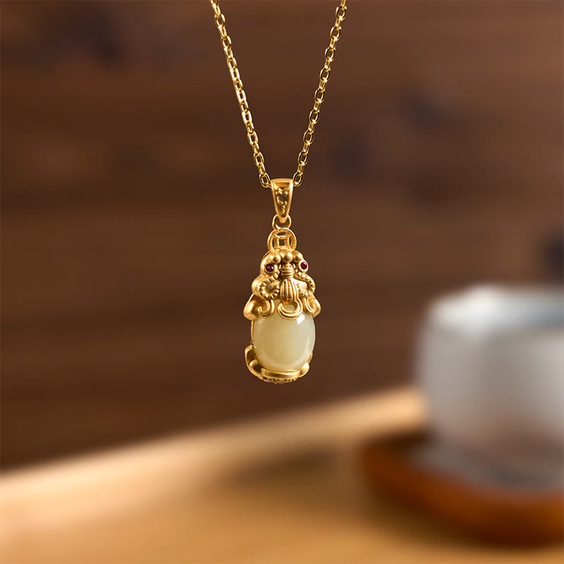 Fortune Jewel White Jade PiXiu Wealth Luck Chain Necklace Pendant