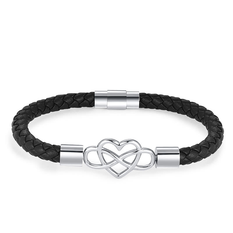 Fortune Jewel Geometric Leather Titanium Steel Strengthen Buckle Bracelet