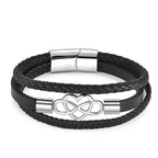 Fortune Jewel Geometric Leather Titanium Steel Strengthen Buckle Bracelet