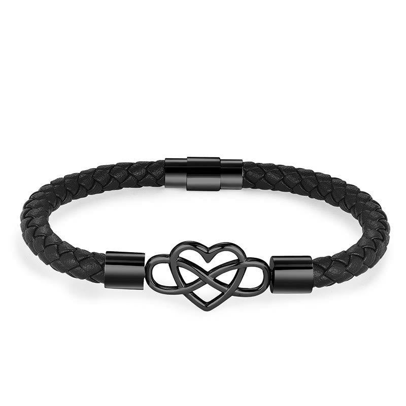 Fortune Jewel Geometric Leather Titanium Steel Strengthen Buckle Bracelet