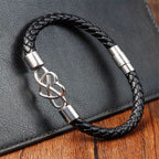 Fortune Jewel Geometric Leather Titanium Steel Strengthen Buckle Bracelet