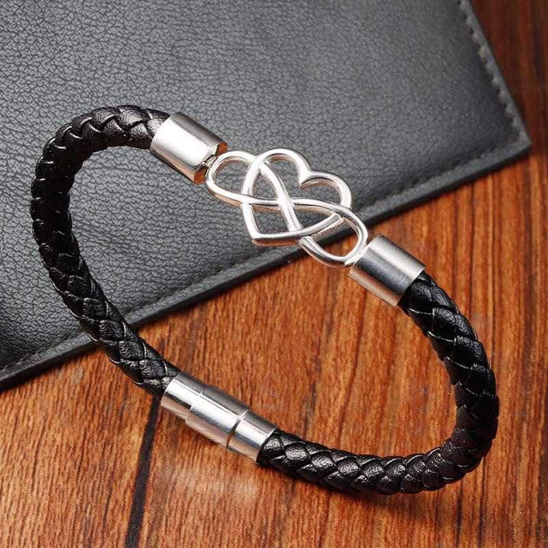 Fortune Jewel Geometric Leather Titanium Steel Strengthen Buckle Bracelet