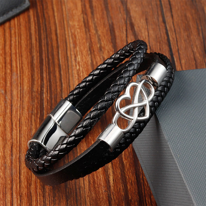 Fortune Jewel Geometric Leather Titanium Steel Strengthen Buckle Bracelet