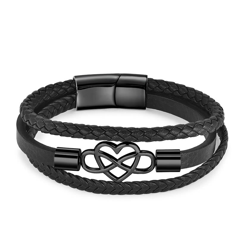 Fortune Jewel Geometric Leather Titanium Steel Strengthen Buckle Bracelet