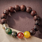 Fortune Jewel Small Leaf Red Sandalwood Five Directions Gods of Wealth Calm Bracelet