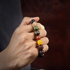 Fortune Jewel Small Leaf Red Sandalwood Five Directions Gods of Wealth Calm Bracelet