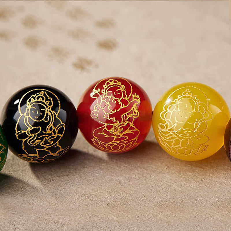 Fortune Jewel Small Leaf Red Sandalwood Five Directions Gods of Wealth Calm Bracelet
