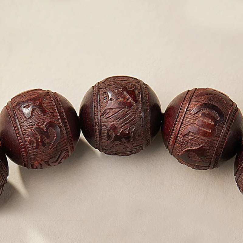Fortune Jewel Small Leaf Red Sandalwood Five Directions Gods of Wealth Calm Bracelet