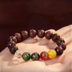 Fortune Jewel Small Leaf Red Sandalwood Five Directions Gods of Wealth Calm Bracelet