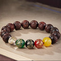 Fortune Jewel Small Leaf Red Sandalwood Five Directions Gods of Wealth Calm Bracelet