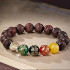 Fortune Jewel Small Leaf Red Sandalwood Five Directions Gods of Wealth Calm Bracelet