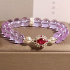 Fortune Jewel Natural Amethyst Pearl Red Zircon Balance Bracelet